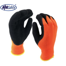 NMSAFETY  7g nylon and acrylic liner with nappy coated foam latex keep warm safety gloves